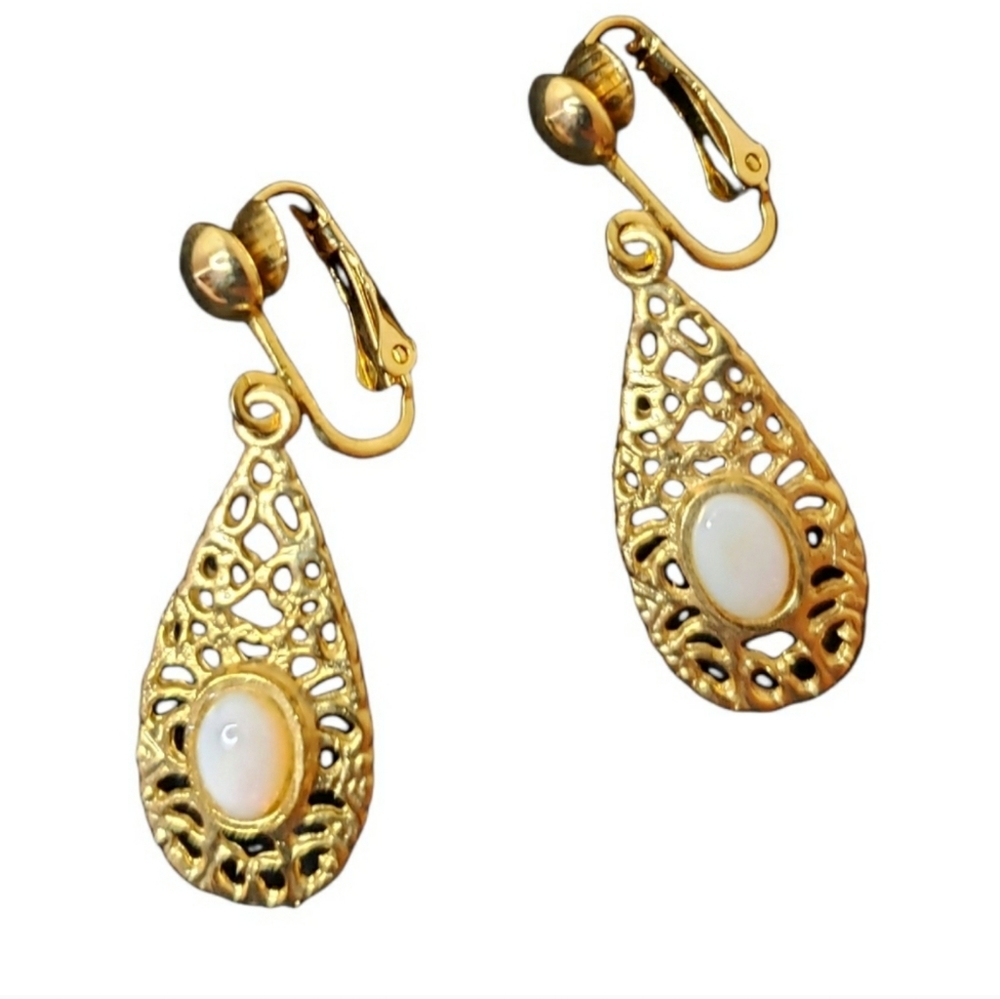 Vintage Opal Clip Earrings